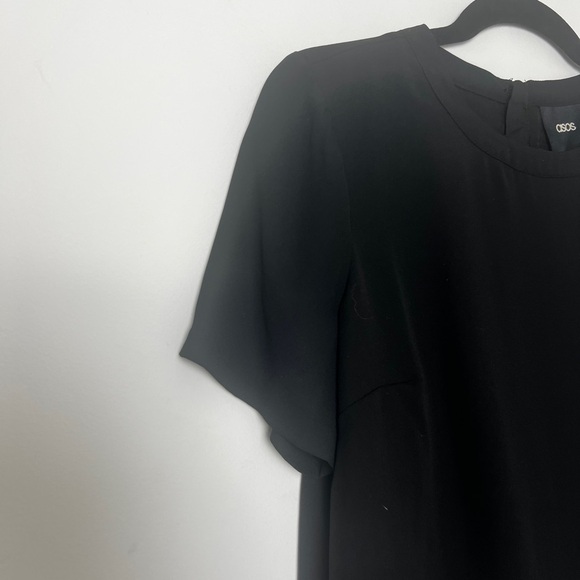 NEW ASOS Black Chiffon Ruffle Hem Short Sleeve Feminine Blouse Top US 4 - Picture 7 of 10